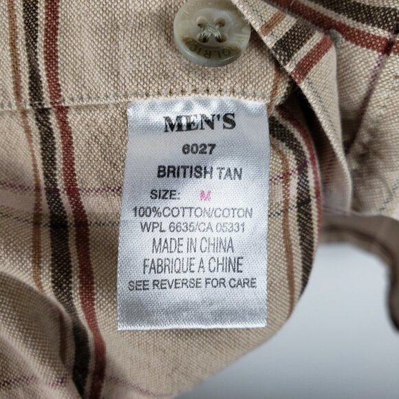 Woolrich Button Up Shirt British Tan Plaid Long Sleeve 3067 Mens Size Medium - Picture 5 of 7